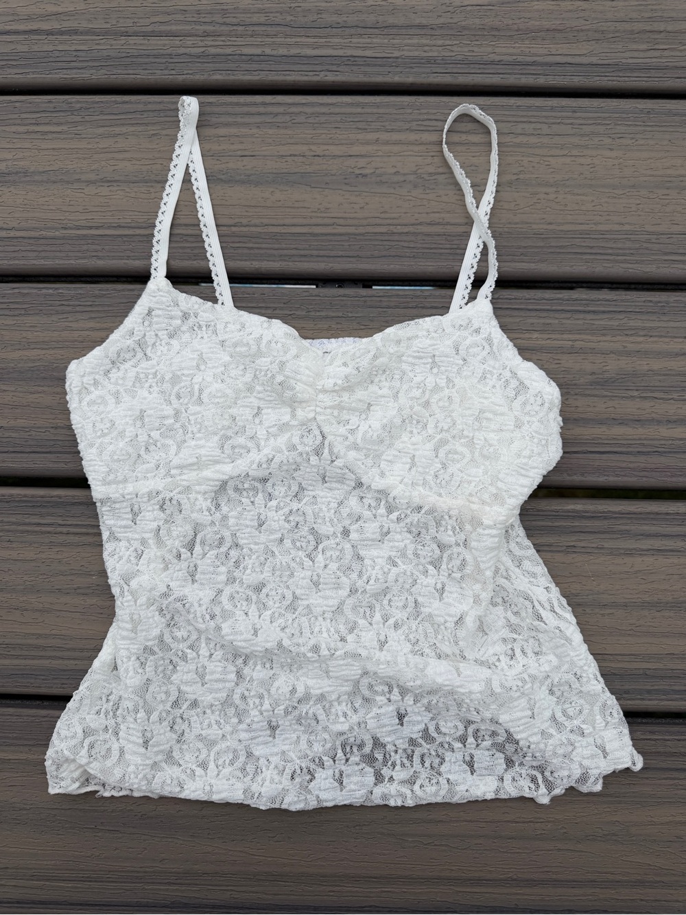 White Lace Cami Tank Top - Women's Spaghetti Strap Lace Shell Vintage look